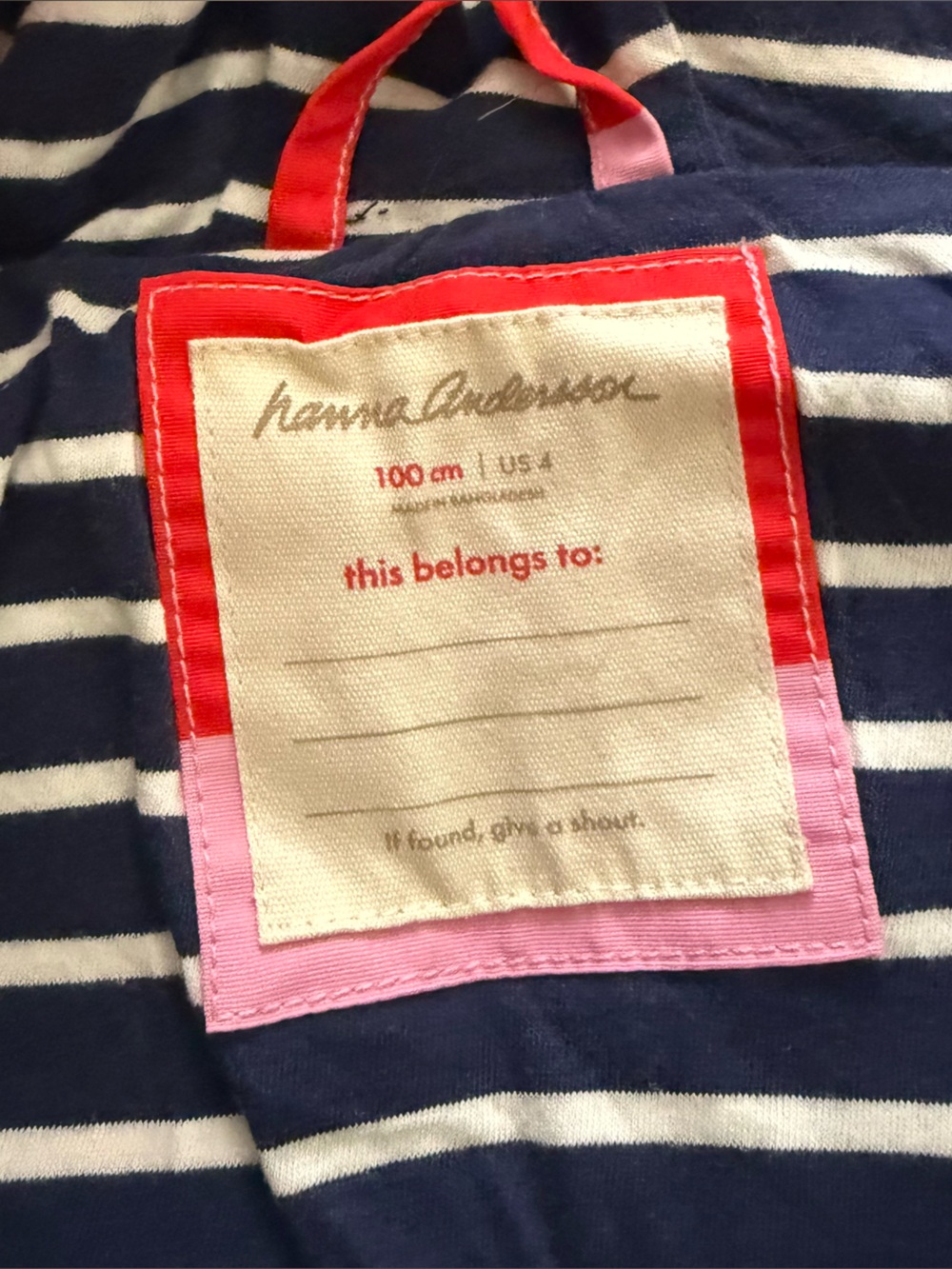 Hanna Andersson Pink and Red Striped Top Raincoat VGUC - Picture 5 of 6
